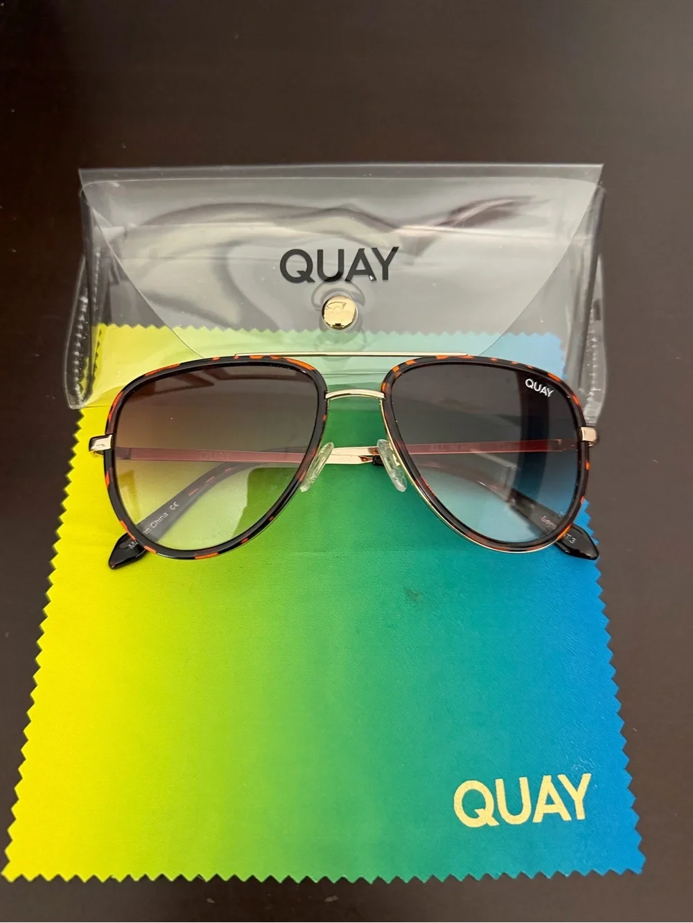 Quay Australia All In Mini Aviator Style Sunglasses Sunnies Tortoiseshell VGUC
